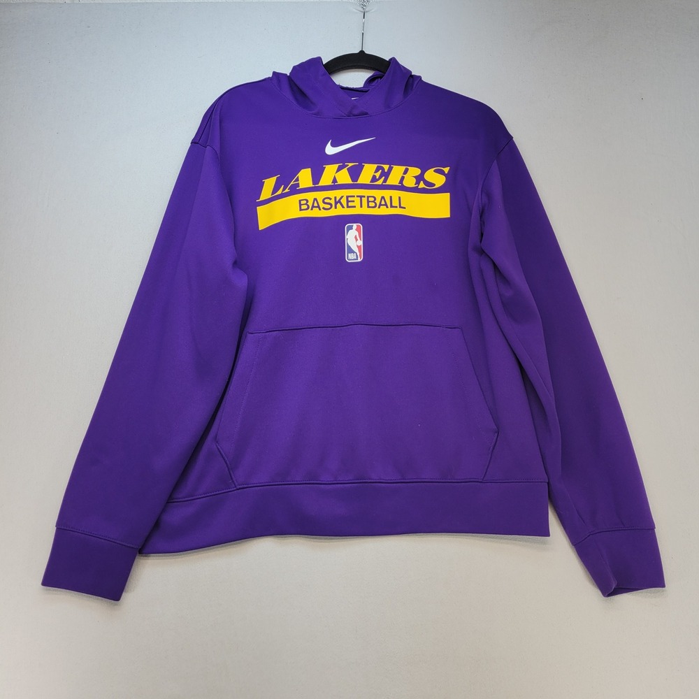 Nike LA Lakers NBA Hoodie Mens Medium Purple Basketball Dri-FIT Sweatshirt